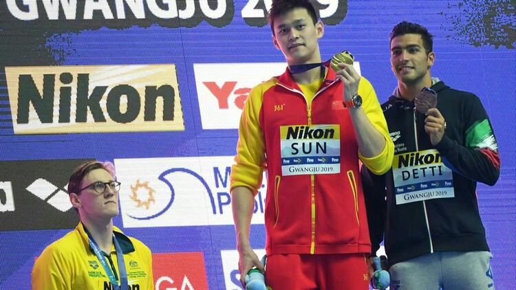 El nadador chino Sun Yang ganó dos medallas de oro en el Mundial de Gwangju 2019 (AFP)