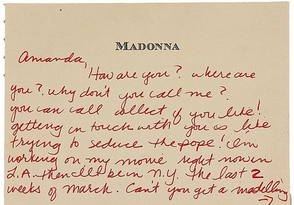 Las cartas de Madonna a Amanda Cazalet