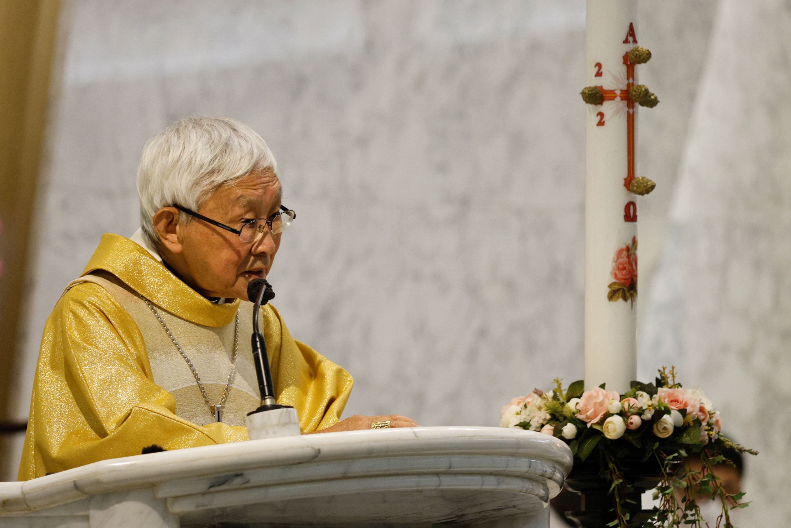 Cardinal Joseph Zen holds a Mass in Hong Kong