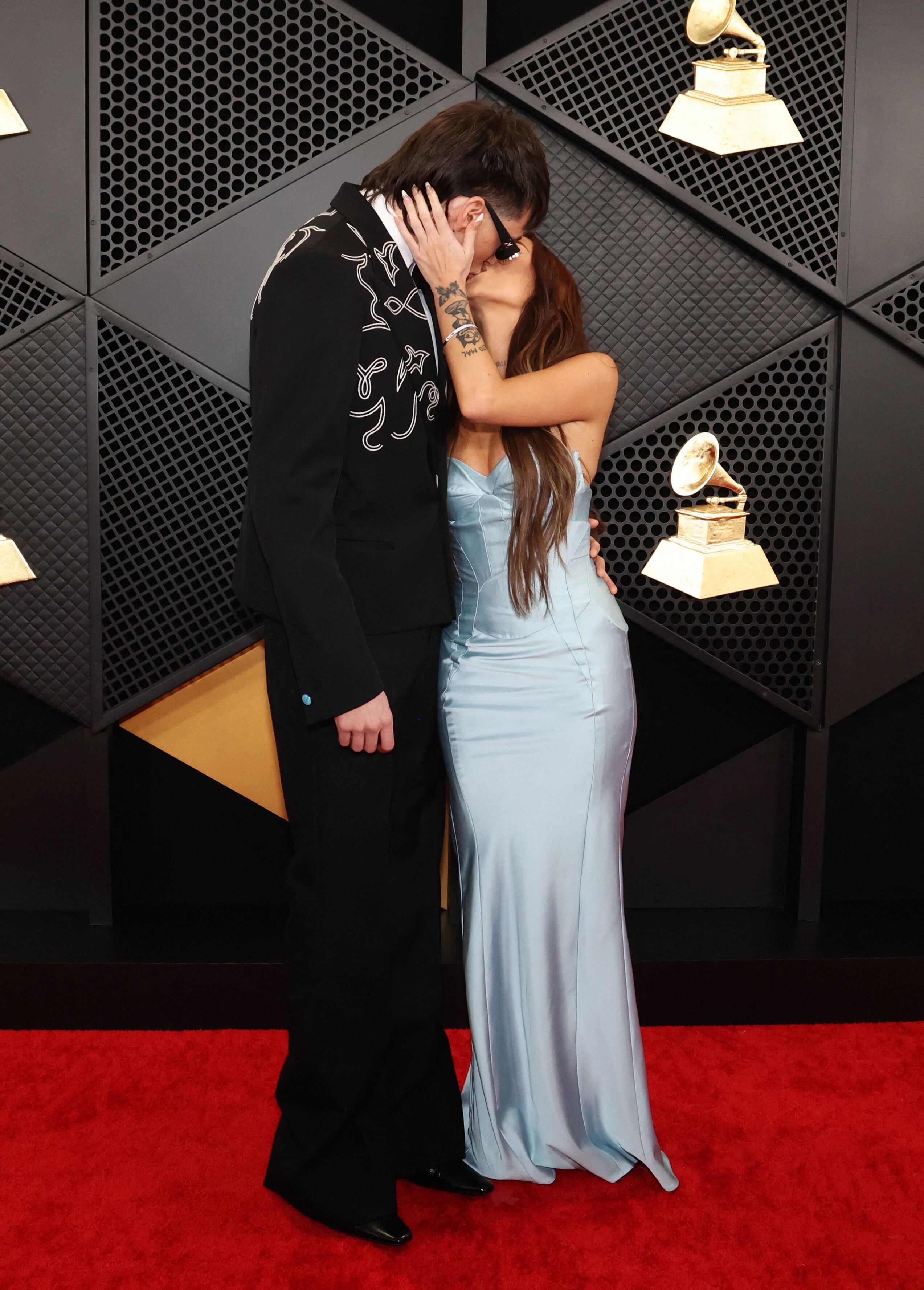 Peso Pluma and Nicki Nicole attend the 66th Annual Grammy Awards in Los Angeles, California, U.S., February 4,
