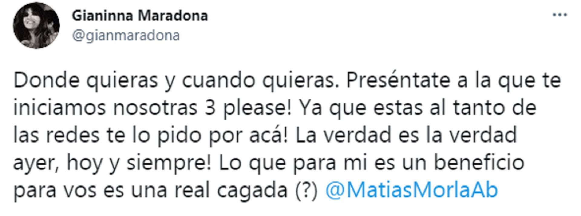 La respuesta de Gianinna Maradona a Matías Morla