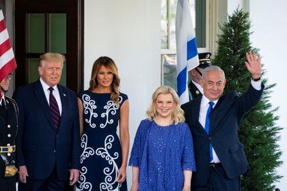 Trump y Netanyahu junto a las primeras damas en la recepción de la Casa Blanca (Reuters)