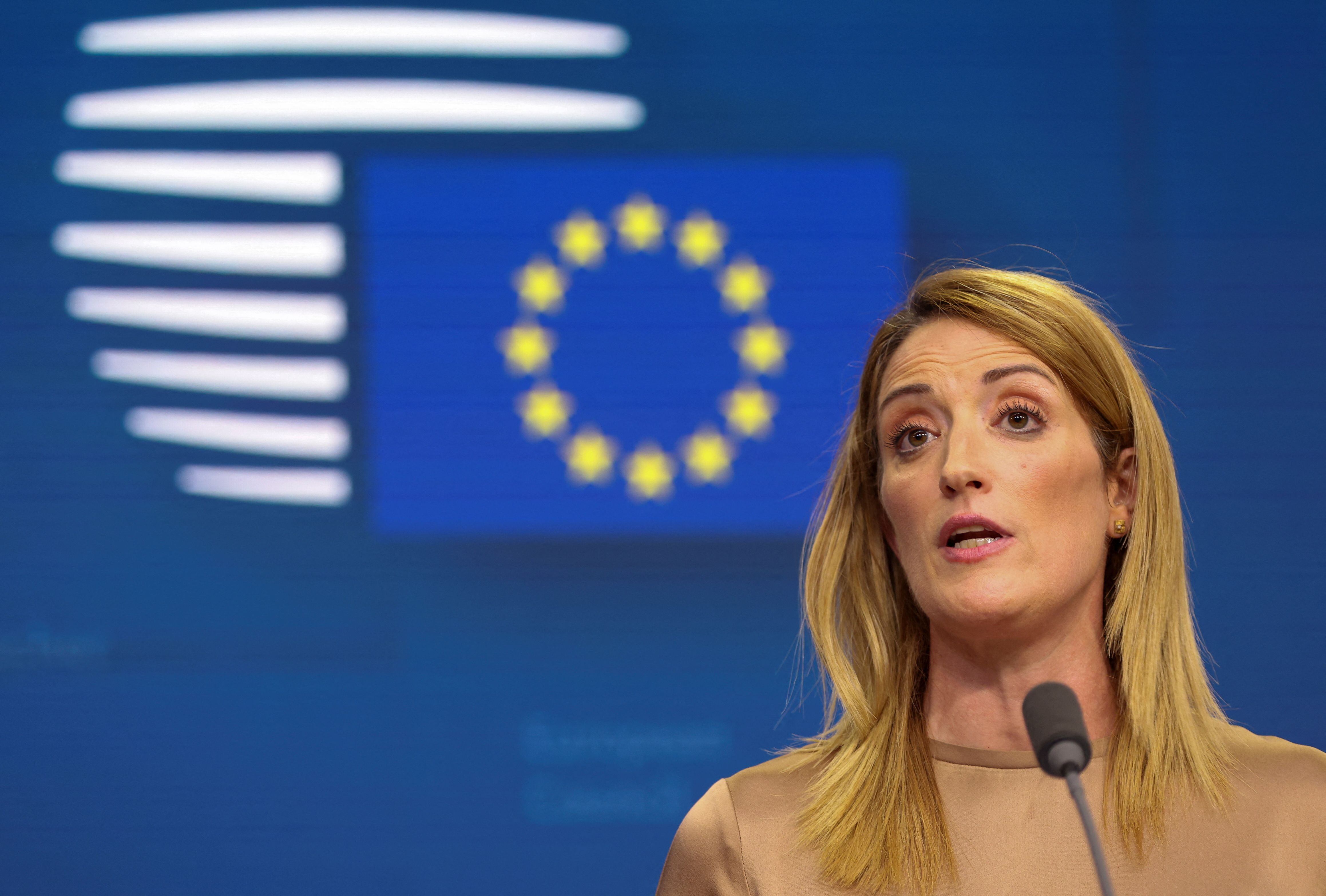 Roberta Metsola dijo que confiaba en que la ampliación fuera el tema “principal” de la agenda de los líderes europeos en la cumbre informal que se celebrará en Granada la próxima semana. (REUTERS)
