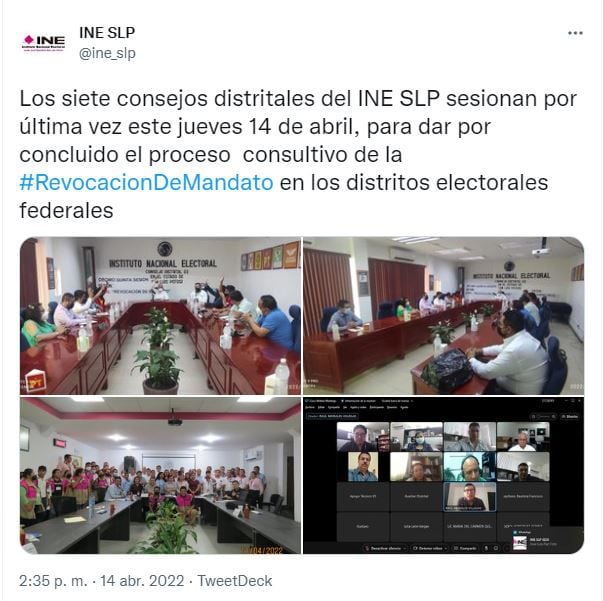 San Luis Potosí reportó 7 mil boletas falsas en las urnas para la Revocación de Mandato: INE (Foto: Twitter/ine_slp)