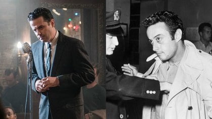 A la izquierda, Luker Kirby como Lenny Bruce. A la derecha, el real Lenny Bruce