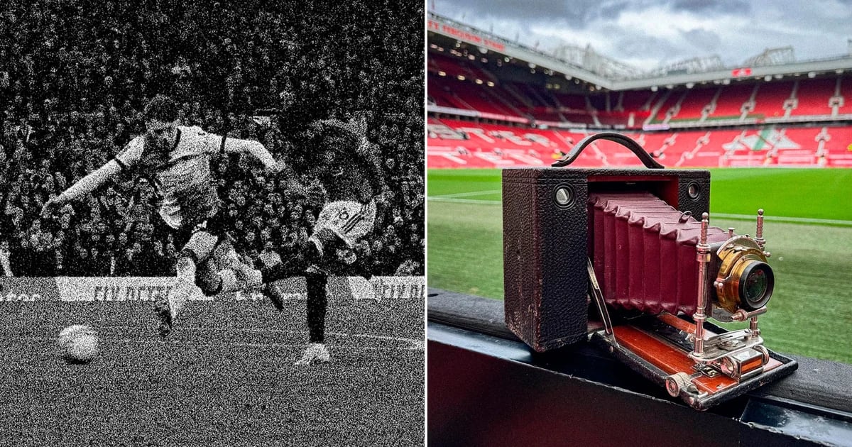 A photographer used a 127-year-old camera to capture Manchester United's historic win.