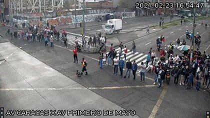 En la avenida Caracas con avenida Primero de Mayo también hubo manifestaciones. Foto: cortesía de la Secretaría de Movilidad