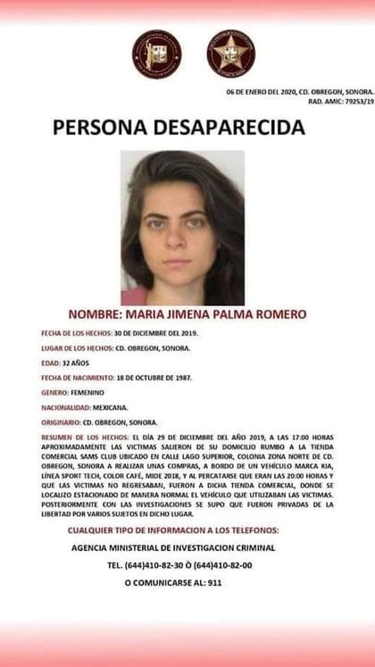 María Jimena fue secuestrada junto con su mamá en Obregón, Sonora (Foto: FGE Sonora)