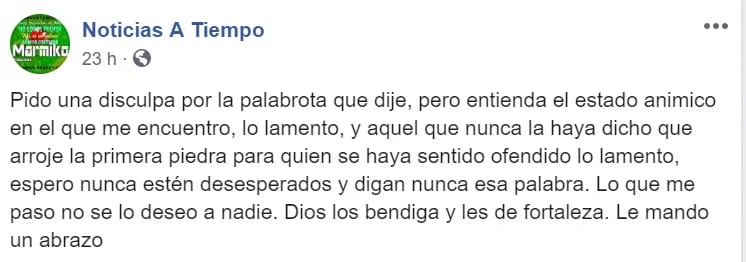 Después de publicar el video respondió comentarios en Facebook (Foto: Facebook)