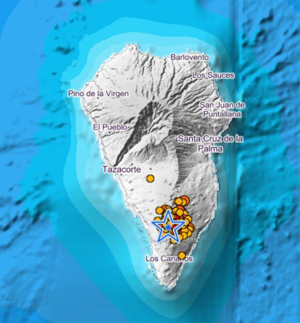 05-12-2021 La sismicidad sigue a la baja en La Palma con ocho terremotos desde medianoche.El Instituto Geográfico Nacional (IGN) ha localizado desde la pasada medianoche y hasta las 06.51 horas unos ocho terremotos en La Palma, registrando el de mayor magnitud de 3,1 en Fuencaliente a las 05.13 horas y a una profundidad de 13 kilómetros.SOCIEDADCEDIDO POR IGN