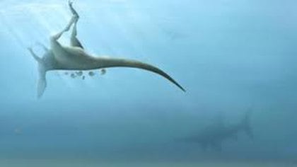 Ilustración del último momento del dinosaurio hallado en la costa de la isla de Wight, al sur de Gran Bretaña