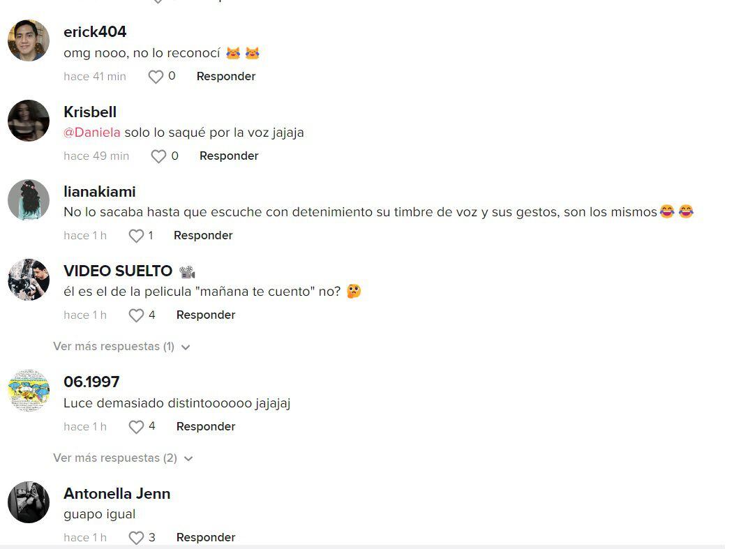 Comentarios al video de José Peláez de joven en TikTok.