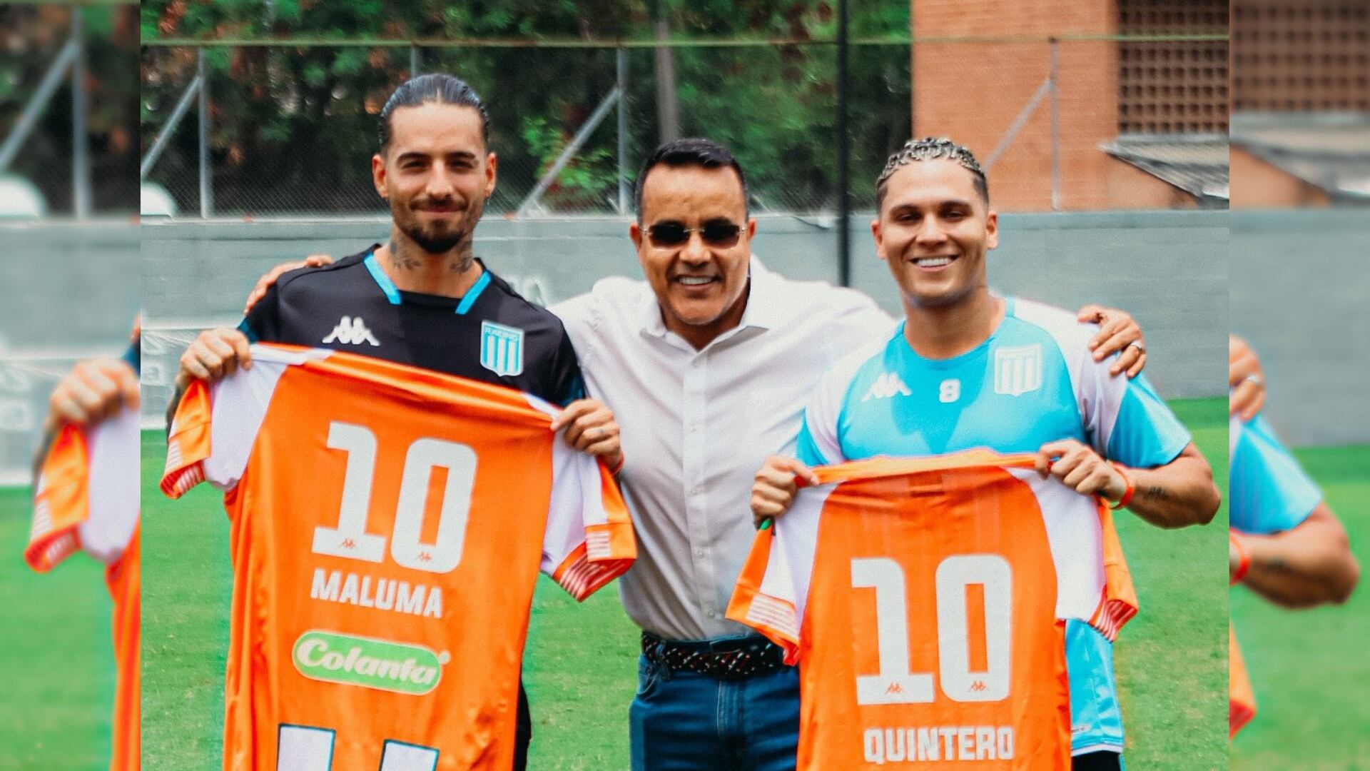 Juan Fernando Quintero y Maluma entrenaron juntos en la sede de Envigado FC - crédito @EnvigadoFC/X