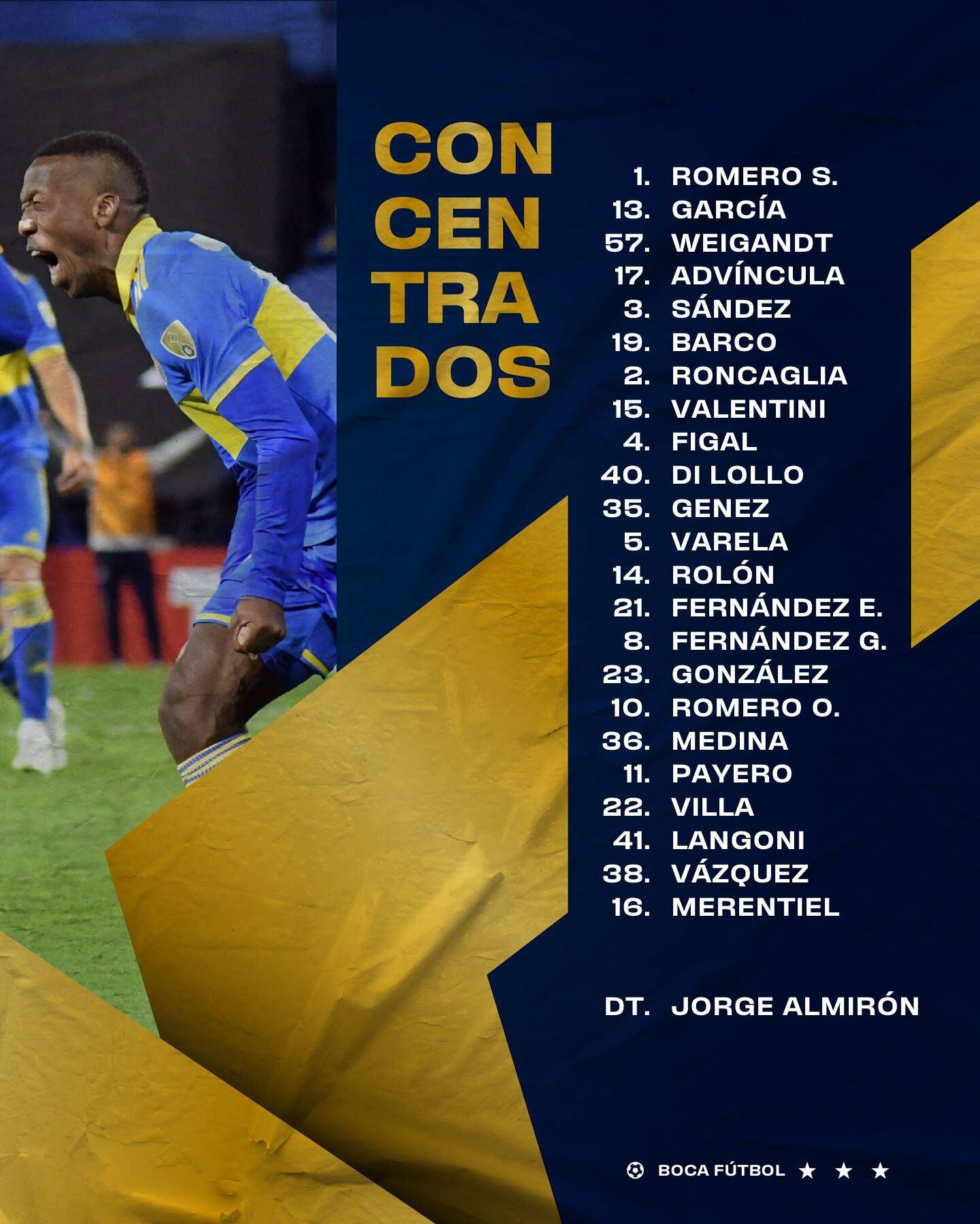 Lista concentrados Boca vs. Colo Colo