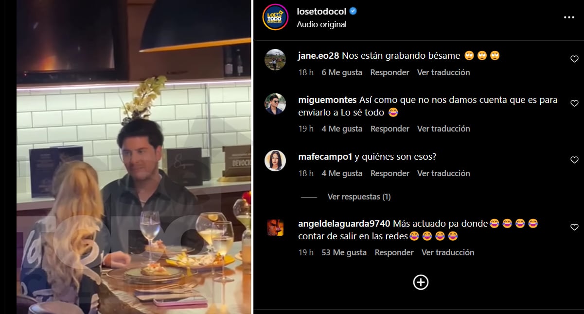 Estas son otras reacciones que generó el video de Rafaella Chávez y Camilo Cuervo | Imagen: captura de pantalla Instagram