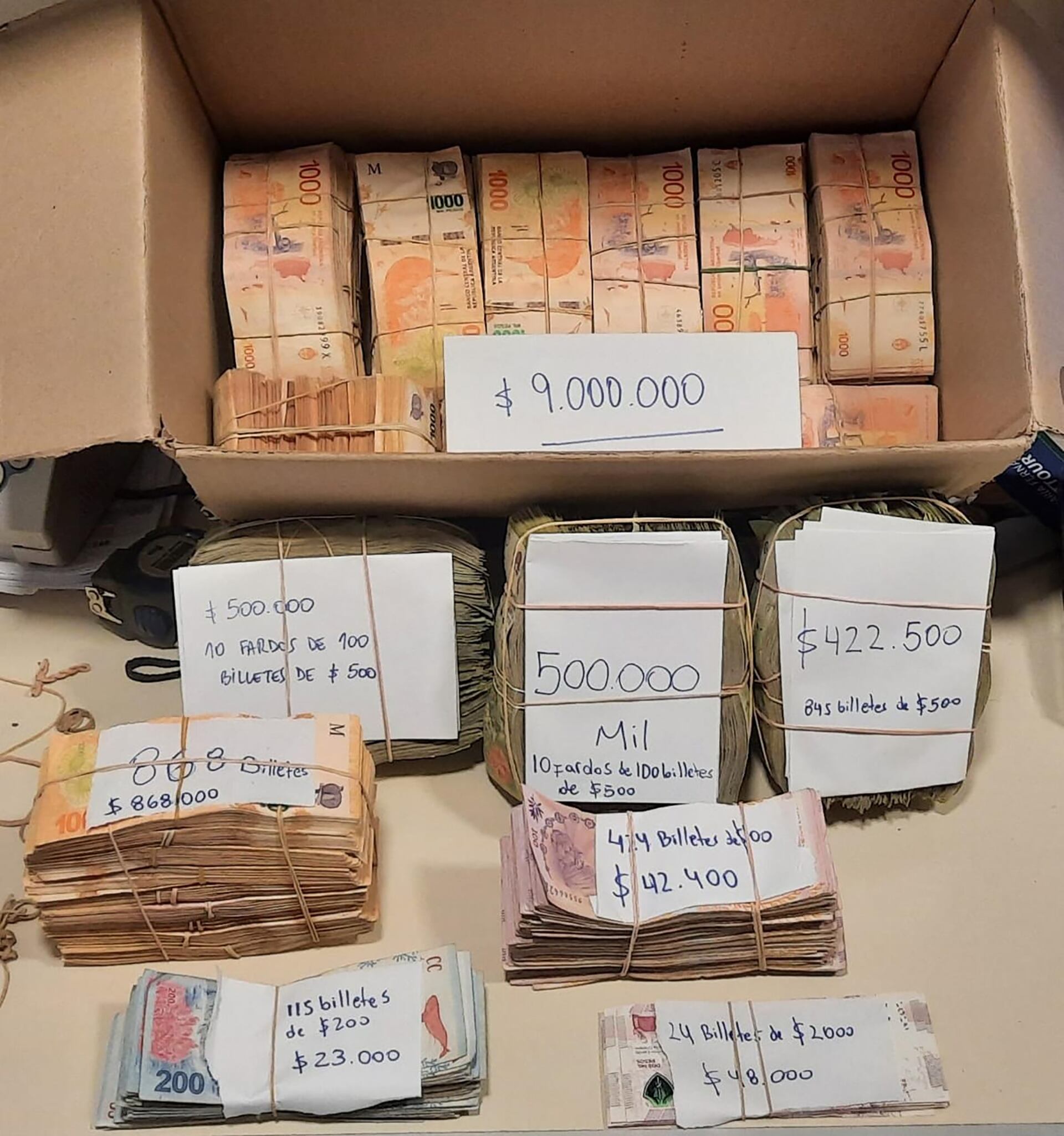 Confiscaron gran cantidad de dinero en efectivo y armas