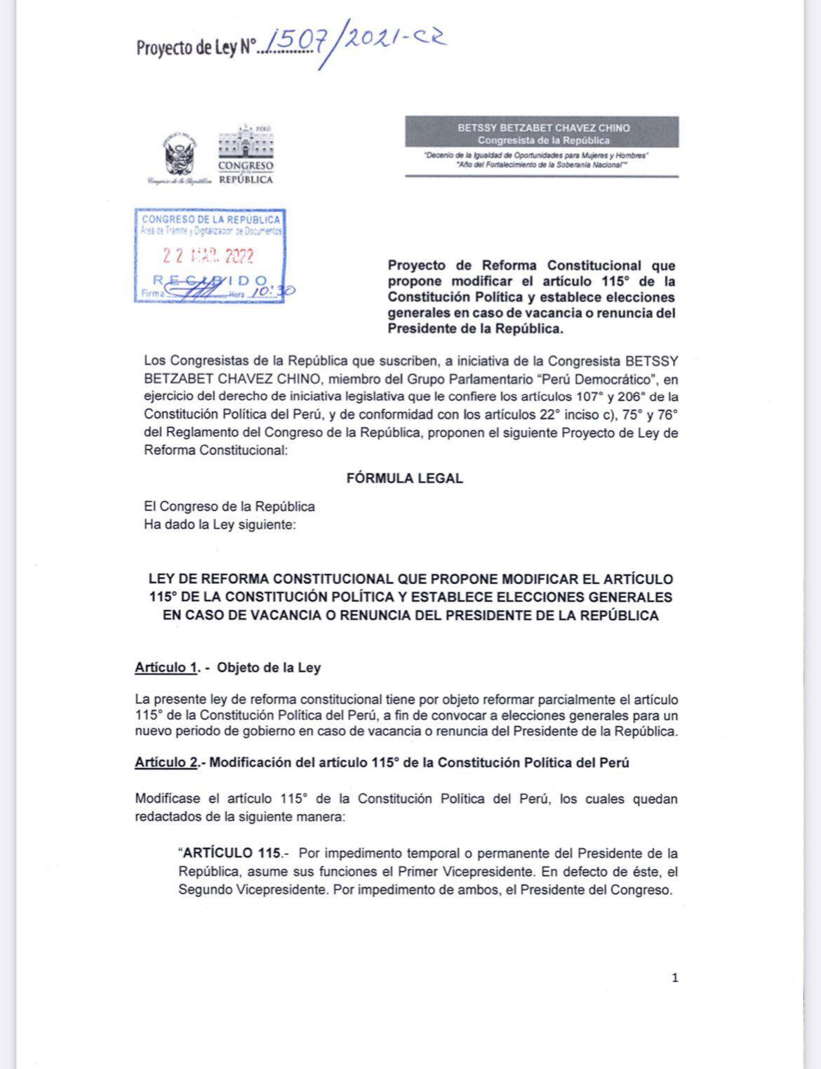 Projeto de lei Betsey Chavez