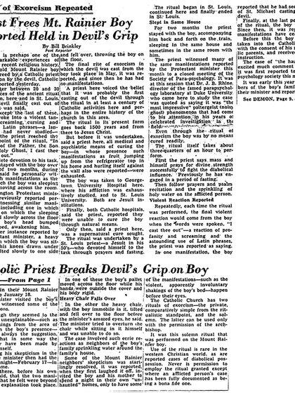 “Un sacerdote libra a un joven de las garras del demonio”, afirmaba el Washington Post en su edición del 20 de agosto de 1949