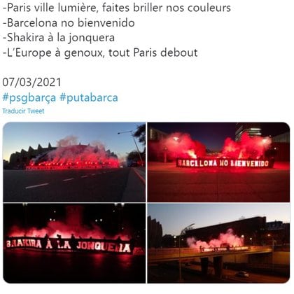 Mensajes de desprecio al Barcelona aparecieron este domingo en París (Foto: Captura de pantalla) 