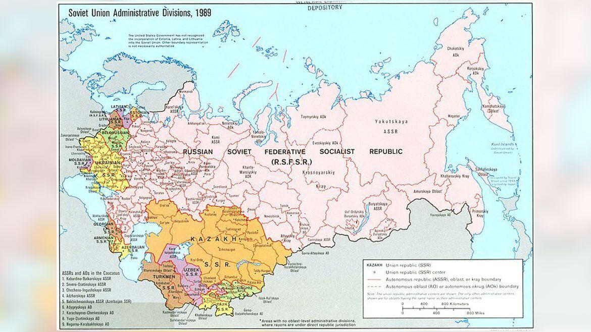 Mapa de la antigua URSS.