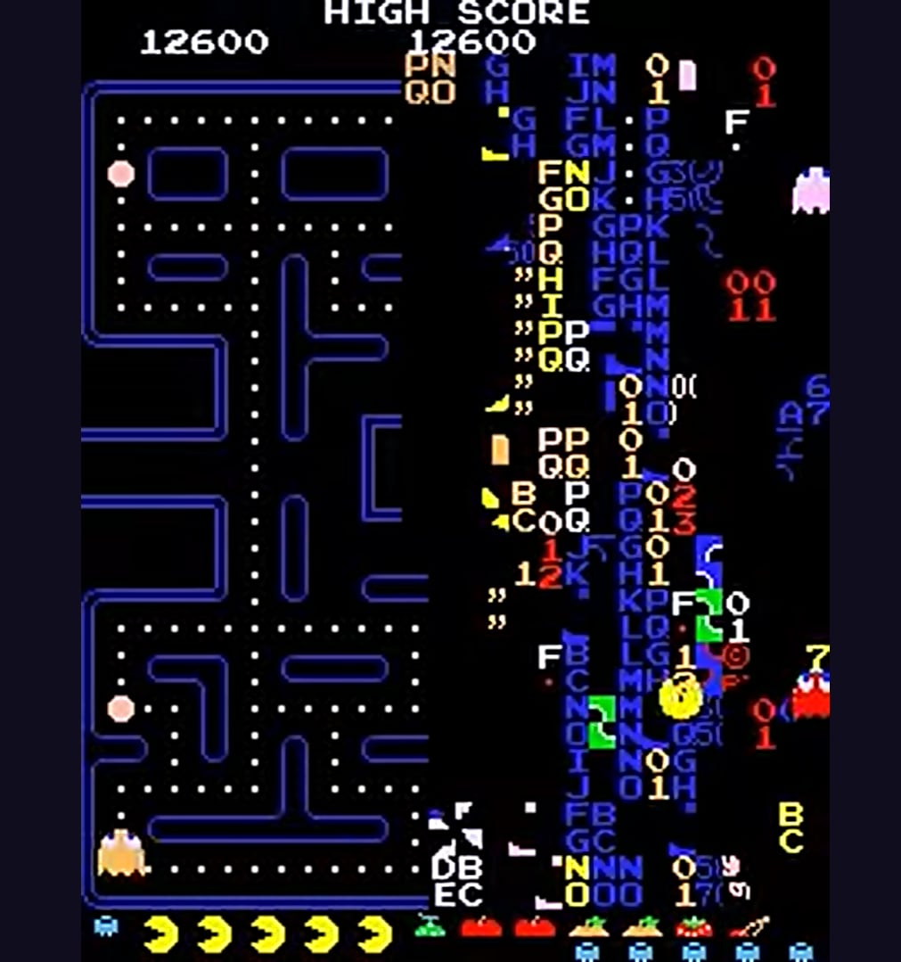 Error en el nivel 256 de Pac-Man. (Pac-Man)