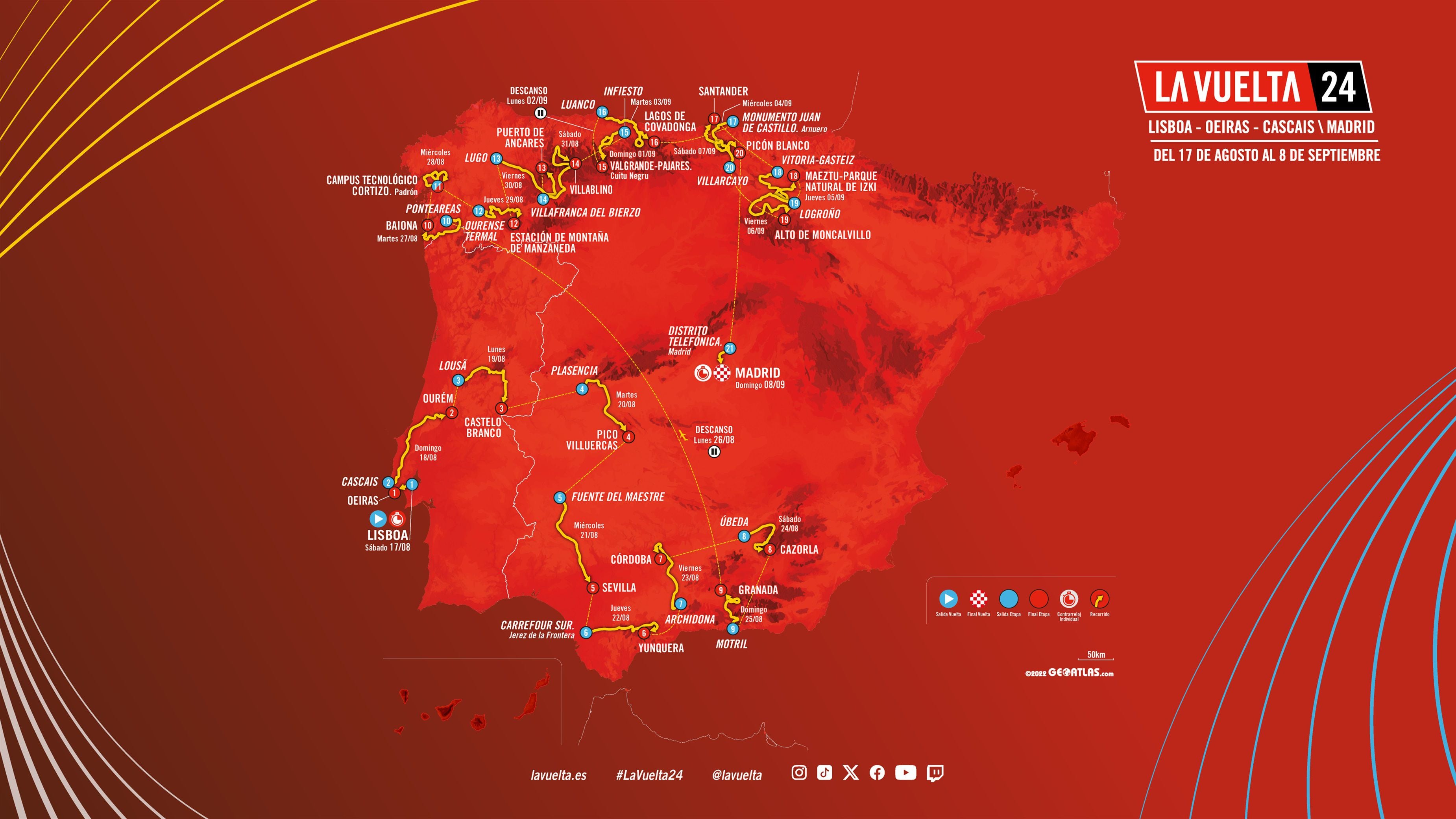 Mapa del recorrido de la edición 2024 de La Vuelta Ciclista a España. (ESPAÑA EUROPA DEPORTES MADRID) 