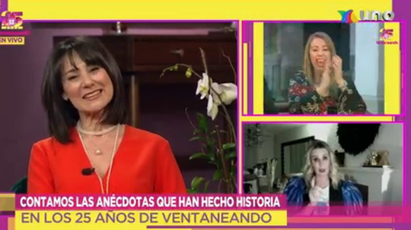 Atala Sarmiento aus Madrid gratuliert Ventaneando zu seinen 25 Jahren (Screenshot: Tv Azteca)