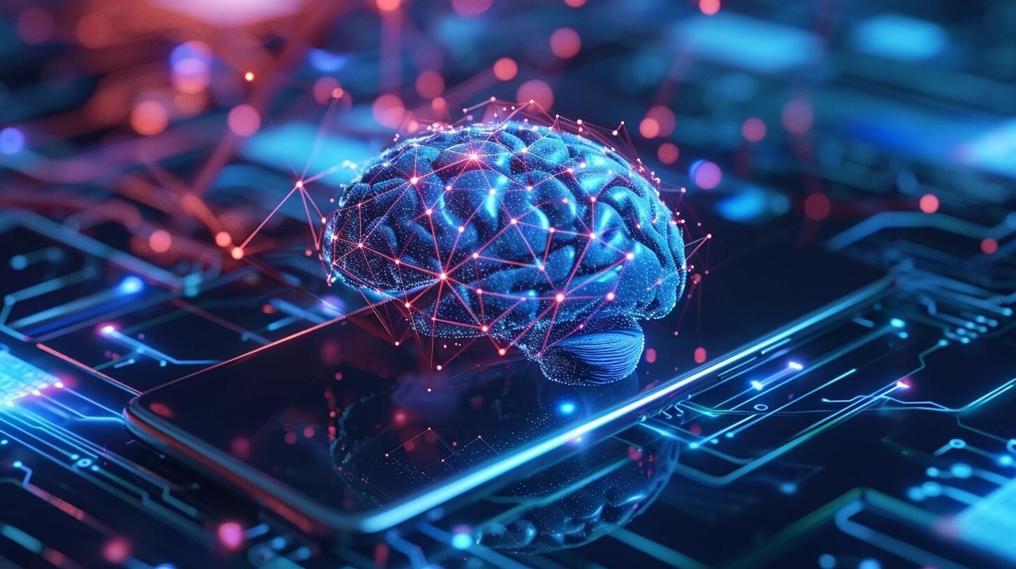 Representación gráfica de un cerebro humano interconectado con un smartphone mediante estructuras similares a conexiones neuronales. La imagen refleja la fusión de la inteligencia artificial con la neurociencia, evidenciando avances en la interacción directa entre el cerebro y los dispositivos tecnológicos. Destaca la integración de la neurotecnología y la computación, sugiriendo el desarrollo futuro de interfaces cerebro-computadora para mejorar la comunicación y la eficiencia tecnológica. (Imagen ilustrativa Infobae)