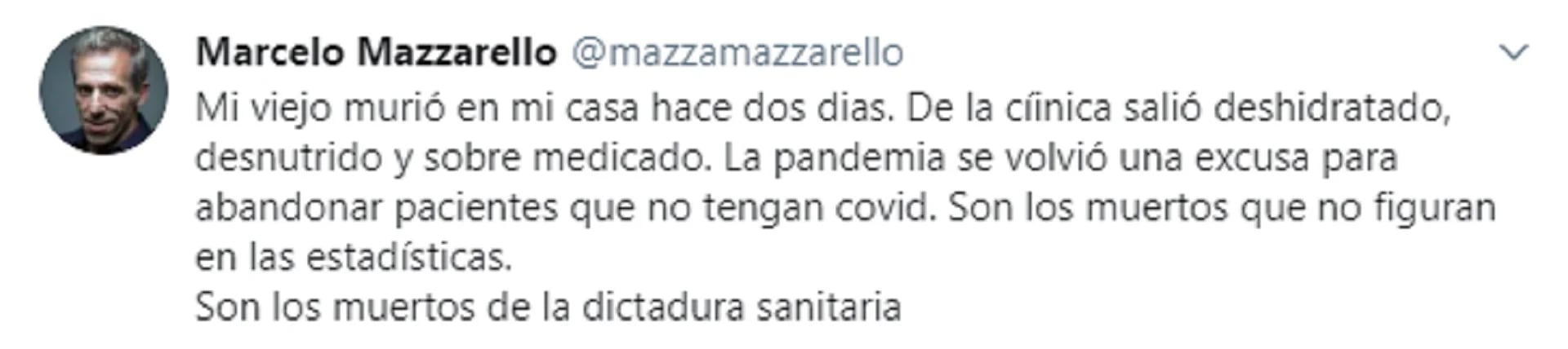La grave denuncia de Marcelo Mazzarello en Twitter