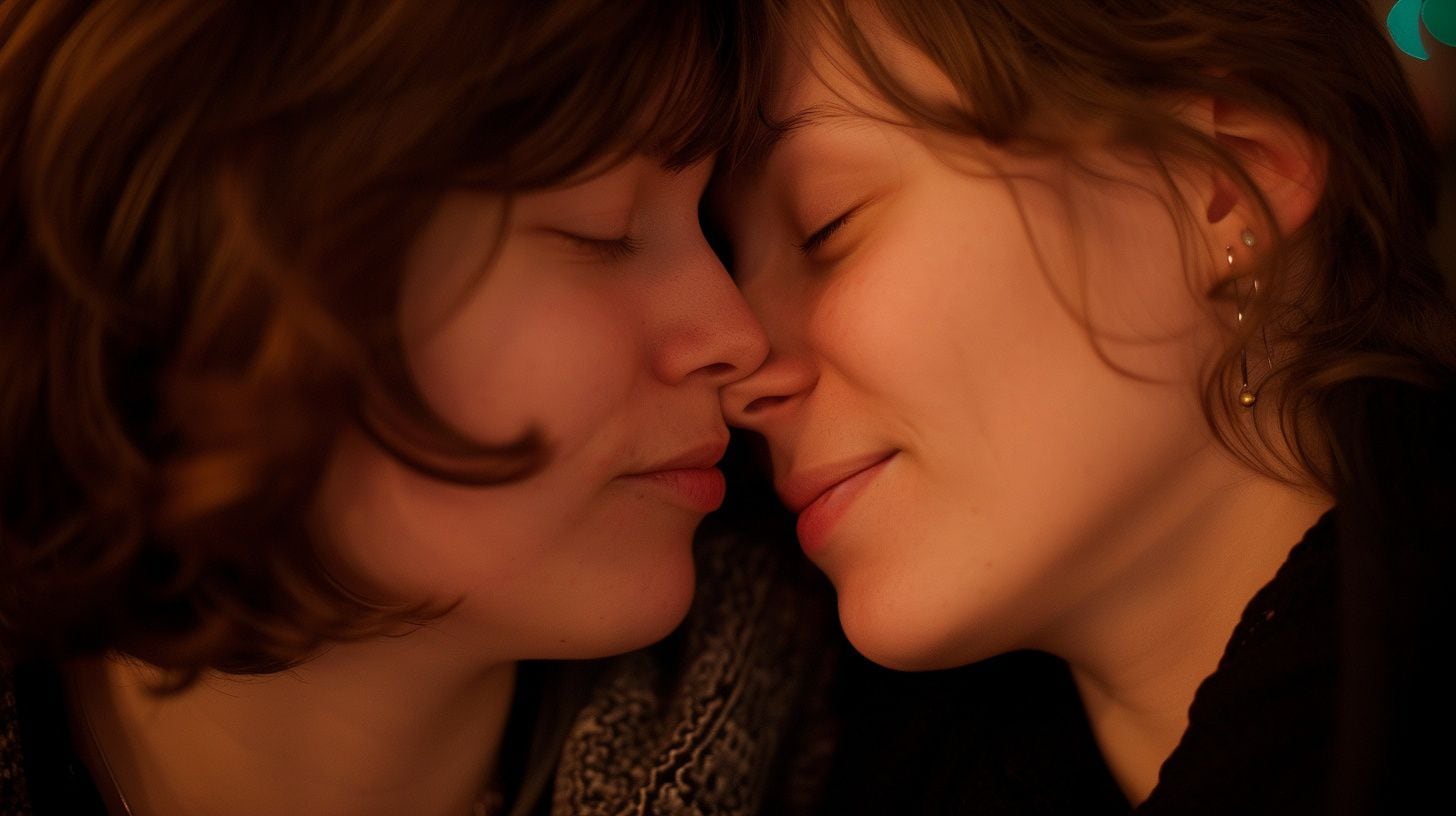 Una pareja homosexual de mujeres adultas lesbianas dámdose un beso - (Imagen Ilustrativa Infobae)