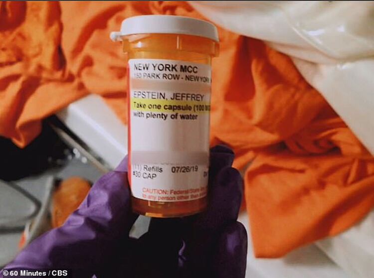 Uno de los medicamento que tomaba regularmente Jeffrey Epstein (Gentileza 60 Minutes/CBS)