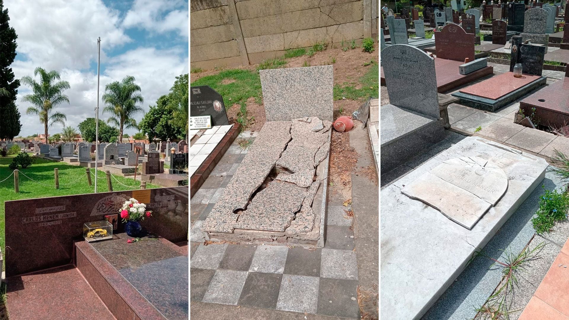 Vandalizaron la tumba de Carlos Menem y su hijo