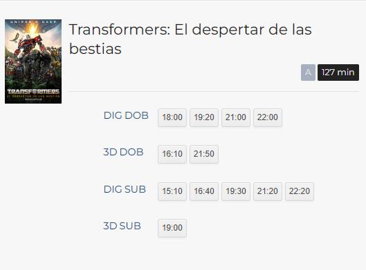 Horarios de Transformers 7 en Cinepolis hoy 11 de junio.