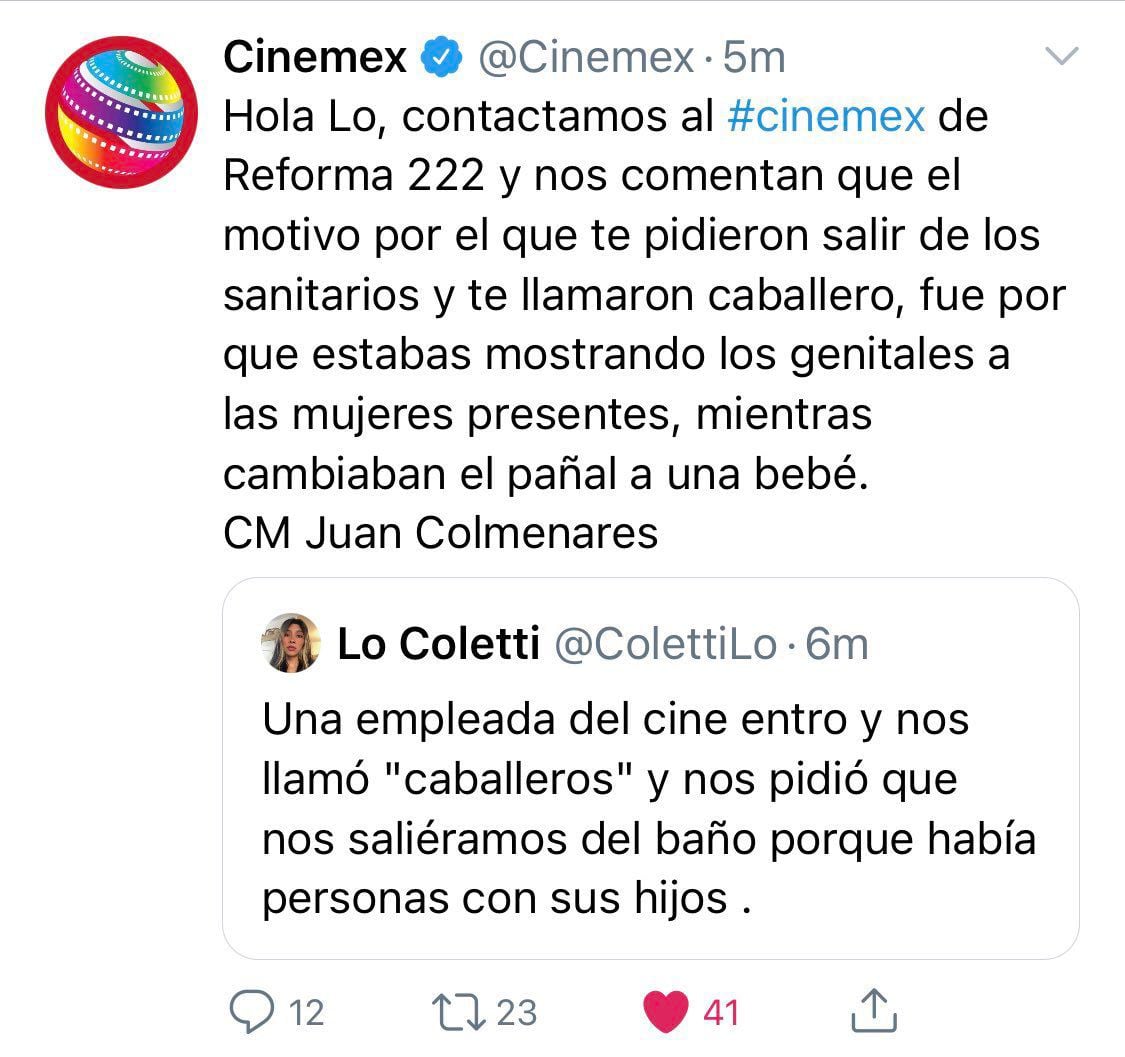 Esta es la supuesta respuesta que no se encuentra en la cuenta oficial de Cinemex (Foto: Twitter)