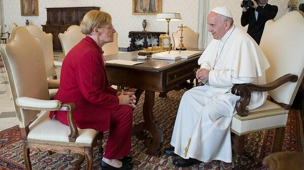 Lidia Guerrero, durante un encuentro con el Papa Francisco (Télam)