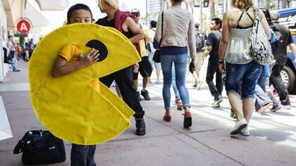 Un niño con un disfraz de Pac-Man en la Comic-Con en San Diego, California, el 9 de julio de 2015 (Patrick T. Fallon/Bloomberg)