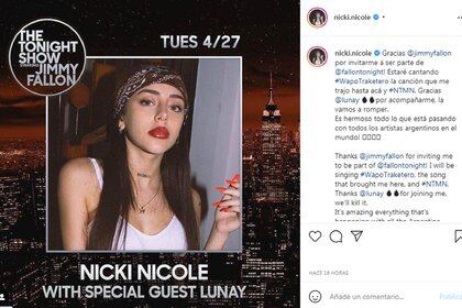 Nikki Nicole ha annunciato sul suo account Instagram il suo post su "Spettacolo di stasera"
