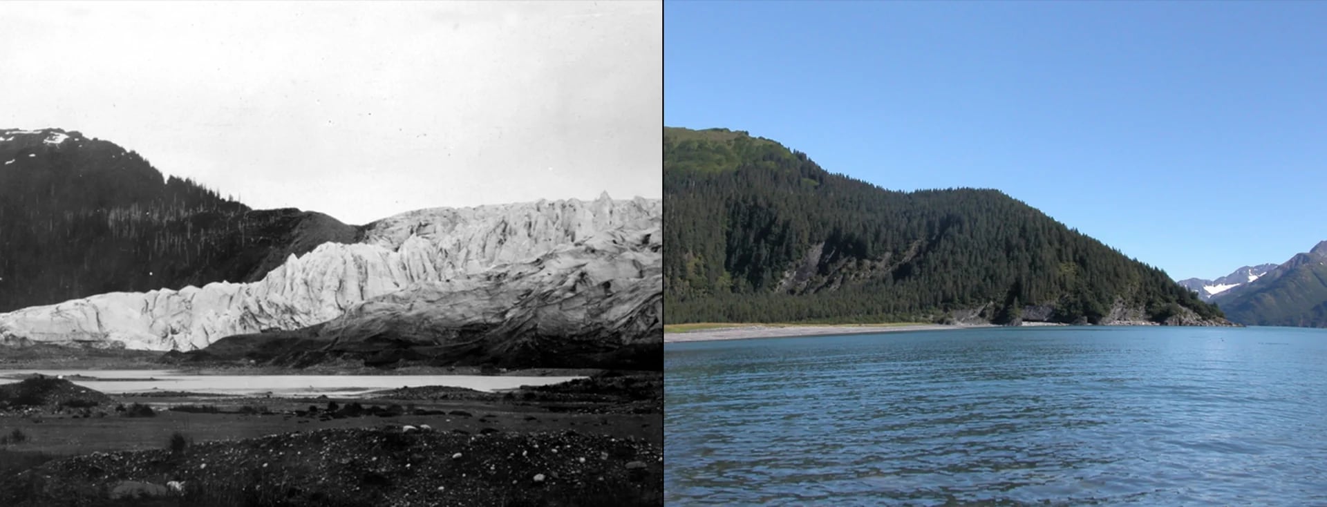 Derretimiento del Glaciar McCarty, Alaska: del 30 de julio de 1909 al 11 de agosto de 2004