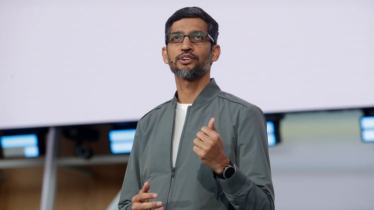 Sundar Pichai, CEO de Google durante la apertura del evento I/O (AP)