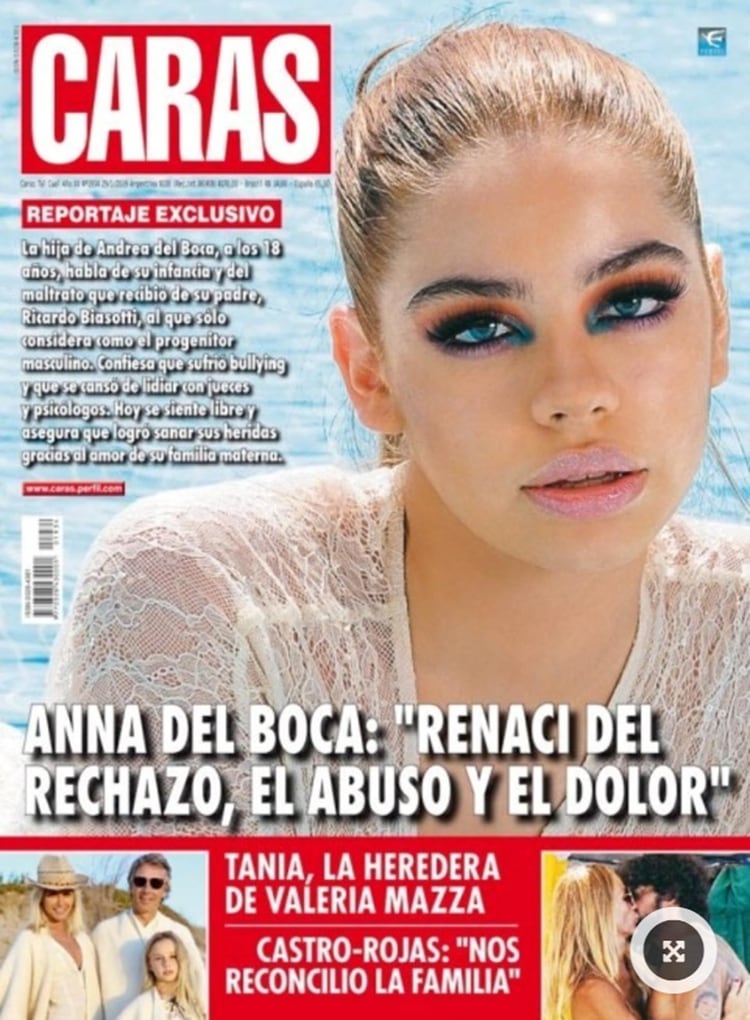 La tapa de la revista Caras, con la entrevista exclusiva que la revista Caras le hizo a Anna Chiara