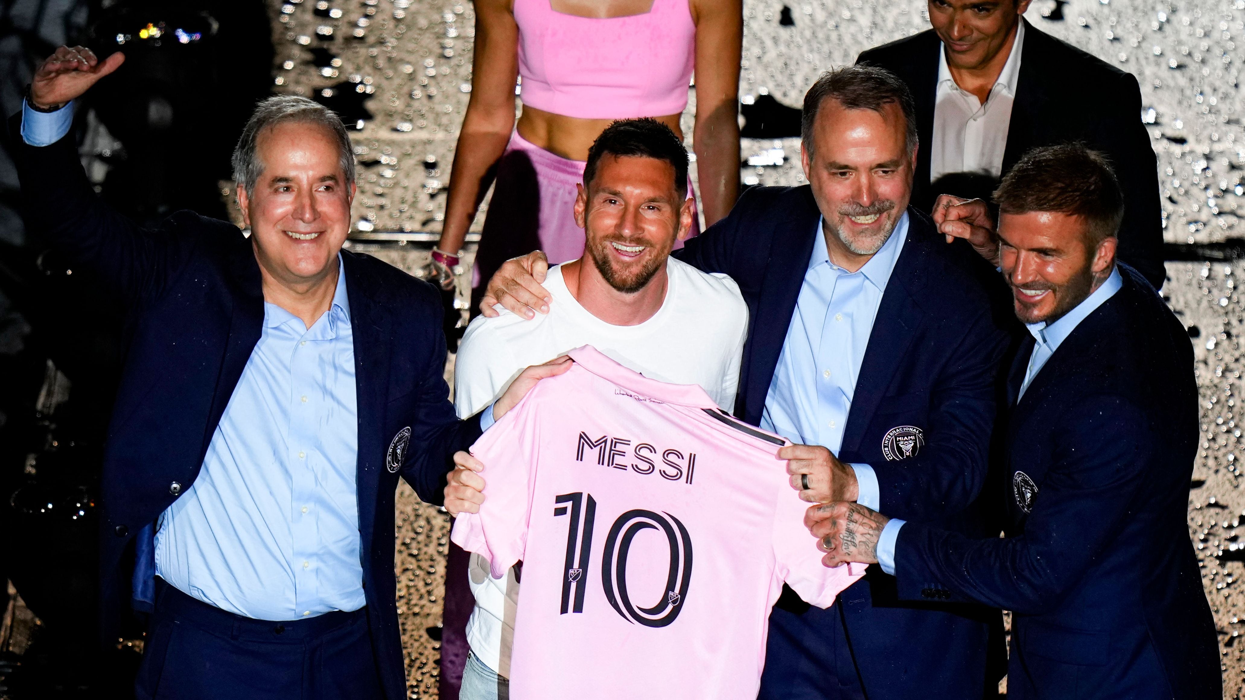 Jorge Mas durante la presentación de Lionel Messi en Inter Miami (Foto: Rich Storry-USA TODAY Sports)