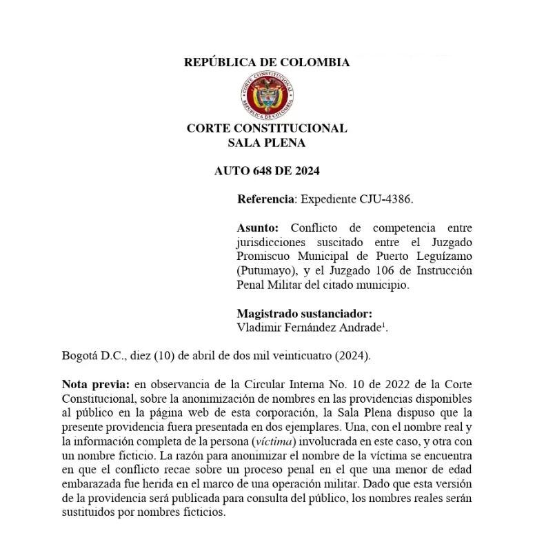 Un veredicto unanime refuerza el compromiso de Colombia con los derechos humanos y el derecho internacional humanitario en el caso que involucra a miembros del ejército en una masacre - crédito Corte constitucional sala Plena