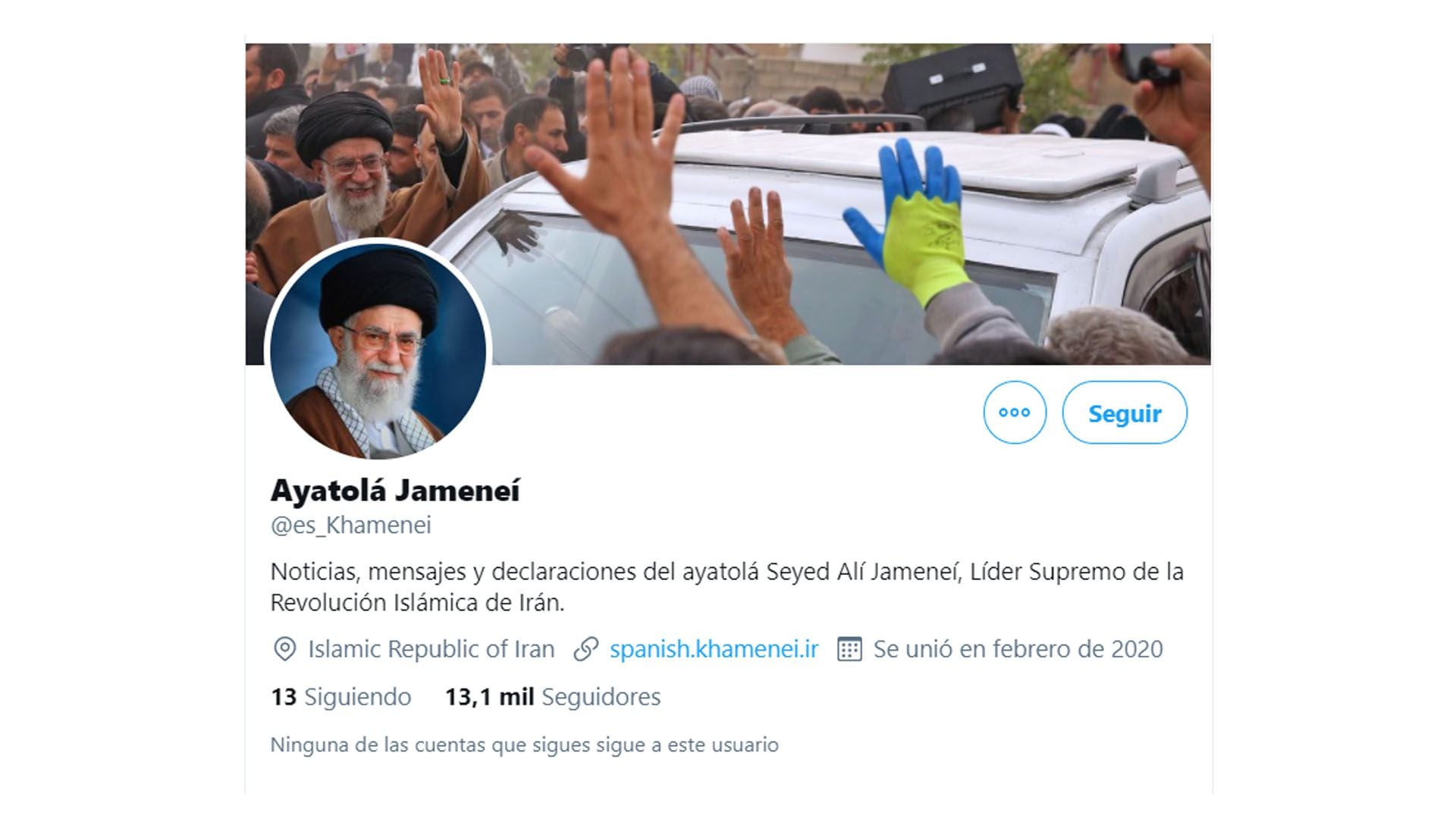 Twitter suspendio una cuenta de Ali Khamenei