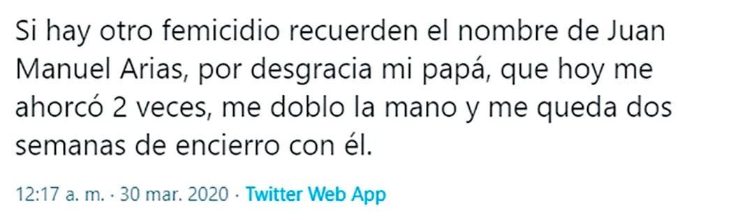 Denunció en Twitter que su papá la golpeaba en la cuarentena, lo compartieron 16 mil personas y la Justicia actuó en Neuquén