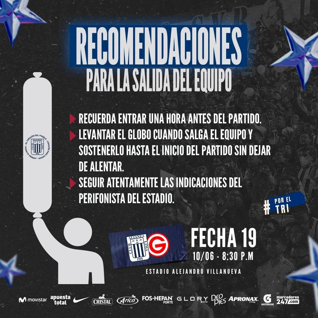 Alianza Lima vs Deportivo Garcilaso: publicación para los asistentes al estadio de Matute