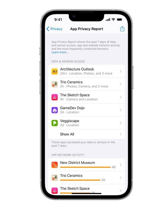 Se puede ver con qué frecuencia accedió la app a la ubicación, fotos, cámara, micrófono y contactos en los últimos siete días