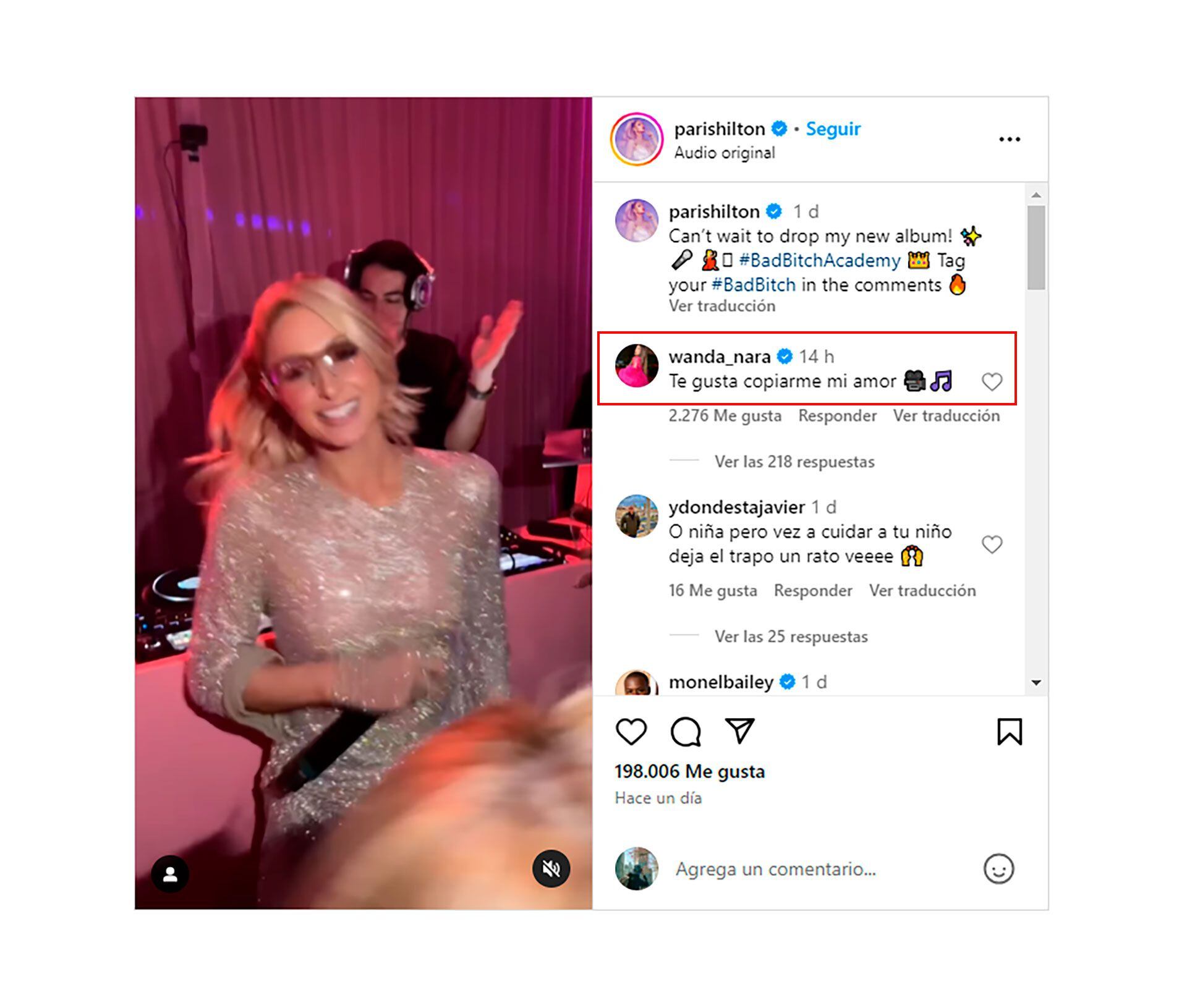 Paris Hilton fue cuestionada por Wanda Nara en las redes: "¿Te gusta copiarme, mi amor?"