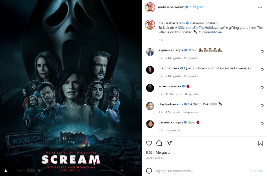 Melissa Barrera shares the first official poster of Scream 5 Photo: Instagram / @ melissabarreram