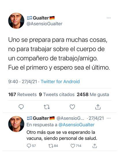 Walter hizo pública su angustia en Twitter 