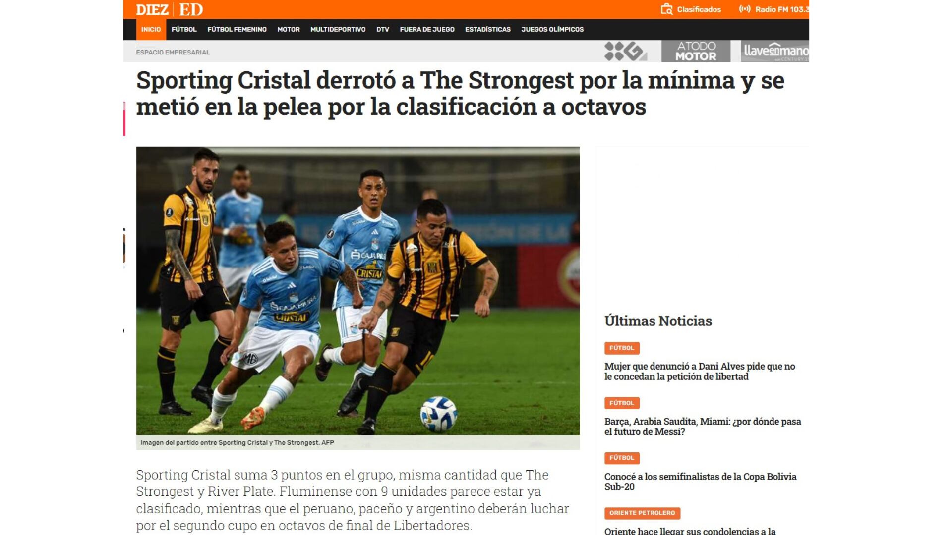 Diez sobre el triunfo de Sporting Cristal sobre The Strongest.